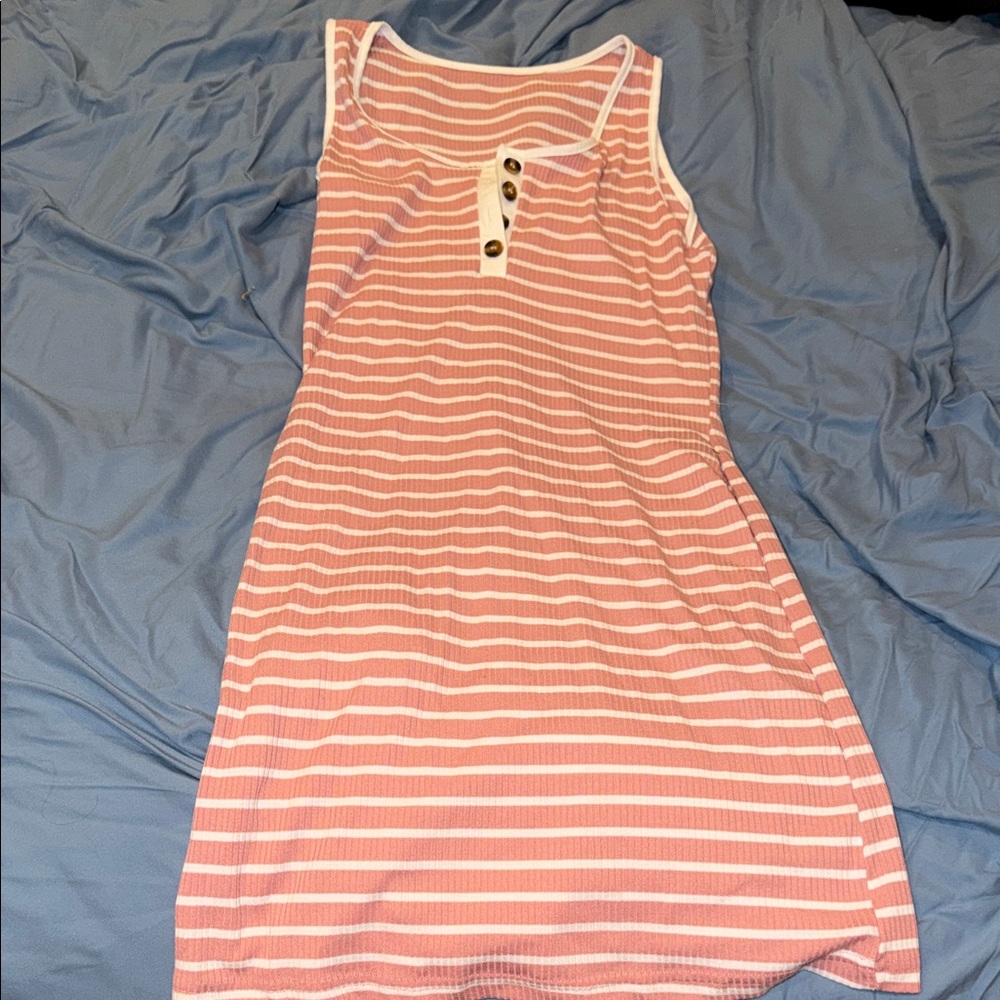 SHEIN Pink and White Striped Dress